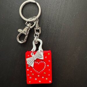 Red Rhinestone Keychain with Bow Charm